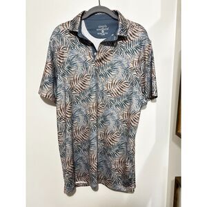 Simply Southern Men’s Performance Polo Palm Leaf Print Short‎ Sleeve Size M